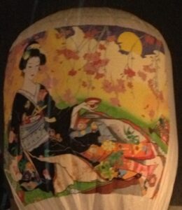 A giant paper balloon decorated